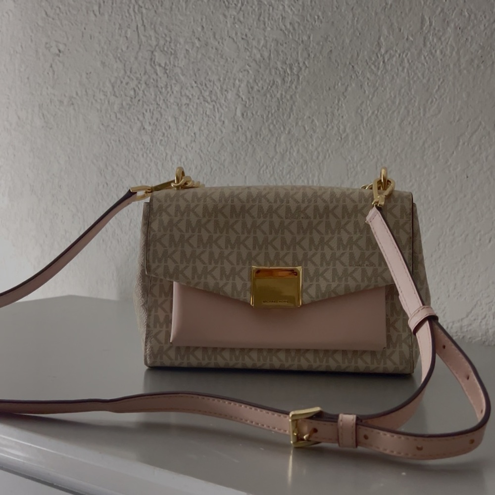 Michael Kors Beige and Pink Crossbody Bag